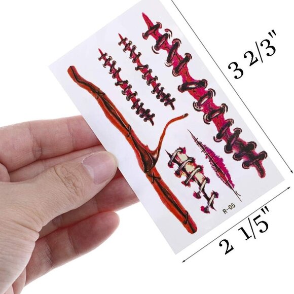 Halloween Fake Stitches Temporary Tattoos , 35 Pack - Picture 3 of 4